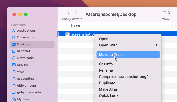 Removing file via GUI