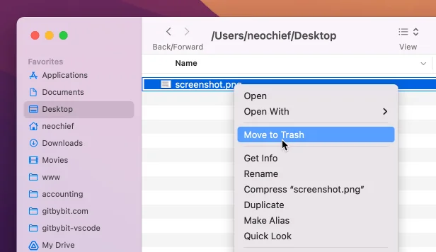Removing a file via GUI