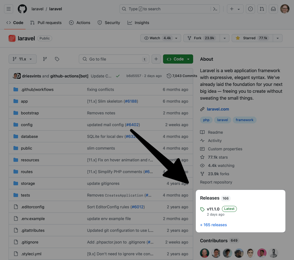Releases block on GitHub